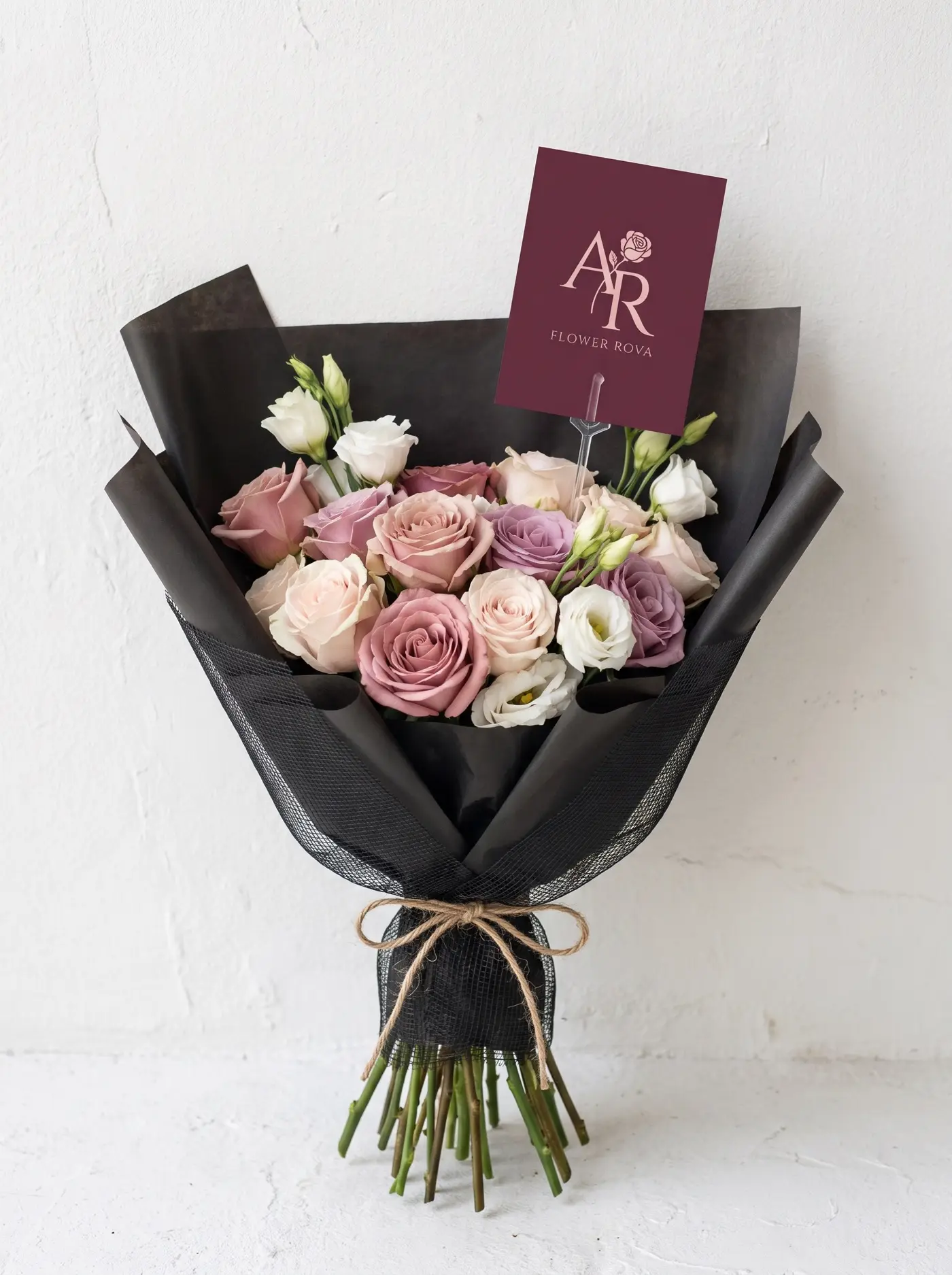 The Long Wednesday — Mixed pink roses with lisianthus