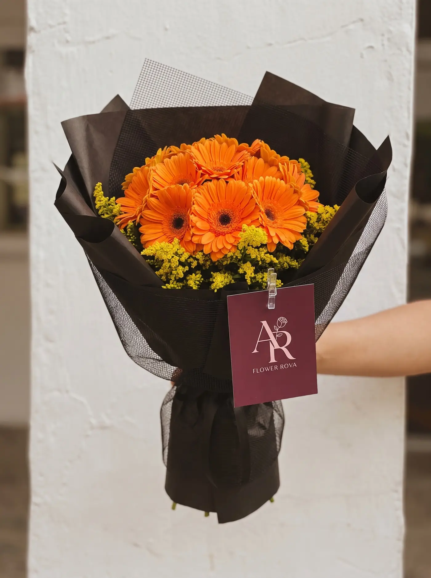 The Small Fire — Orange gerbera, one bright block