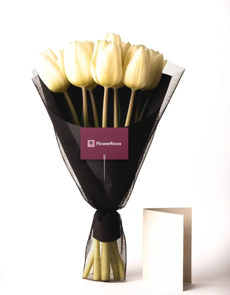 10 Tulips beside a pop-up card, product visualisation