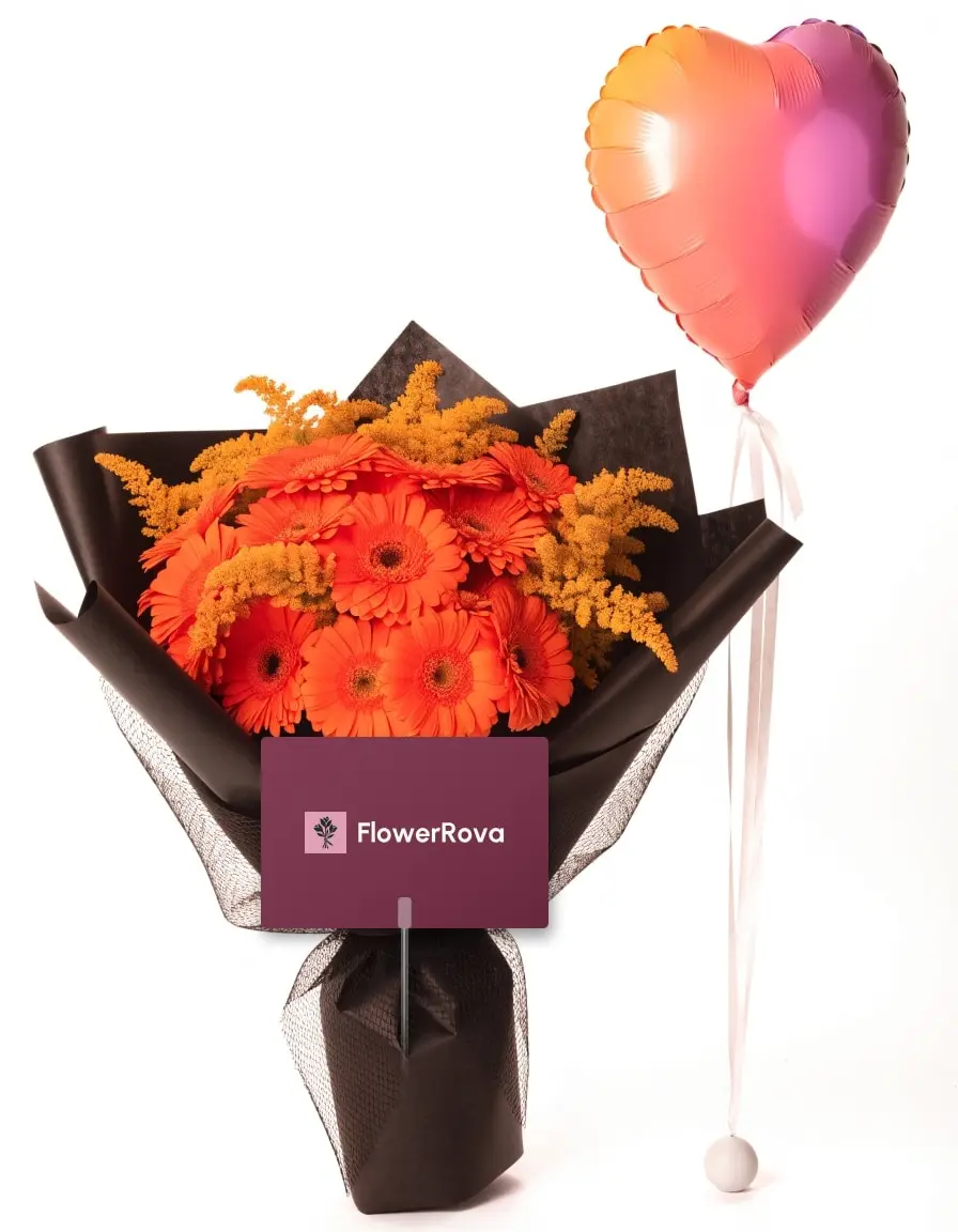 The Small Fire beside a custom heart balloon, product visualisation