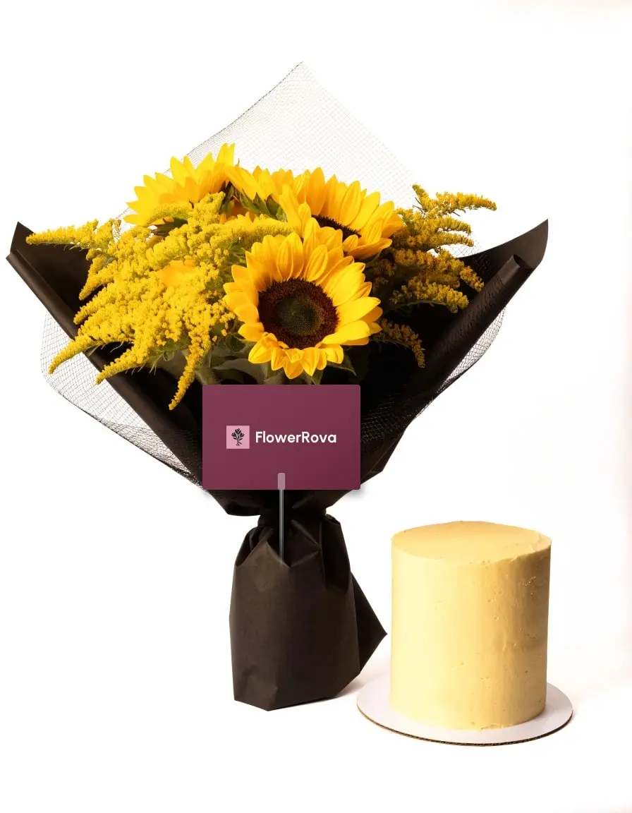 The Sunday Table beside a cake (0.5 lb), product visualisation