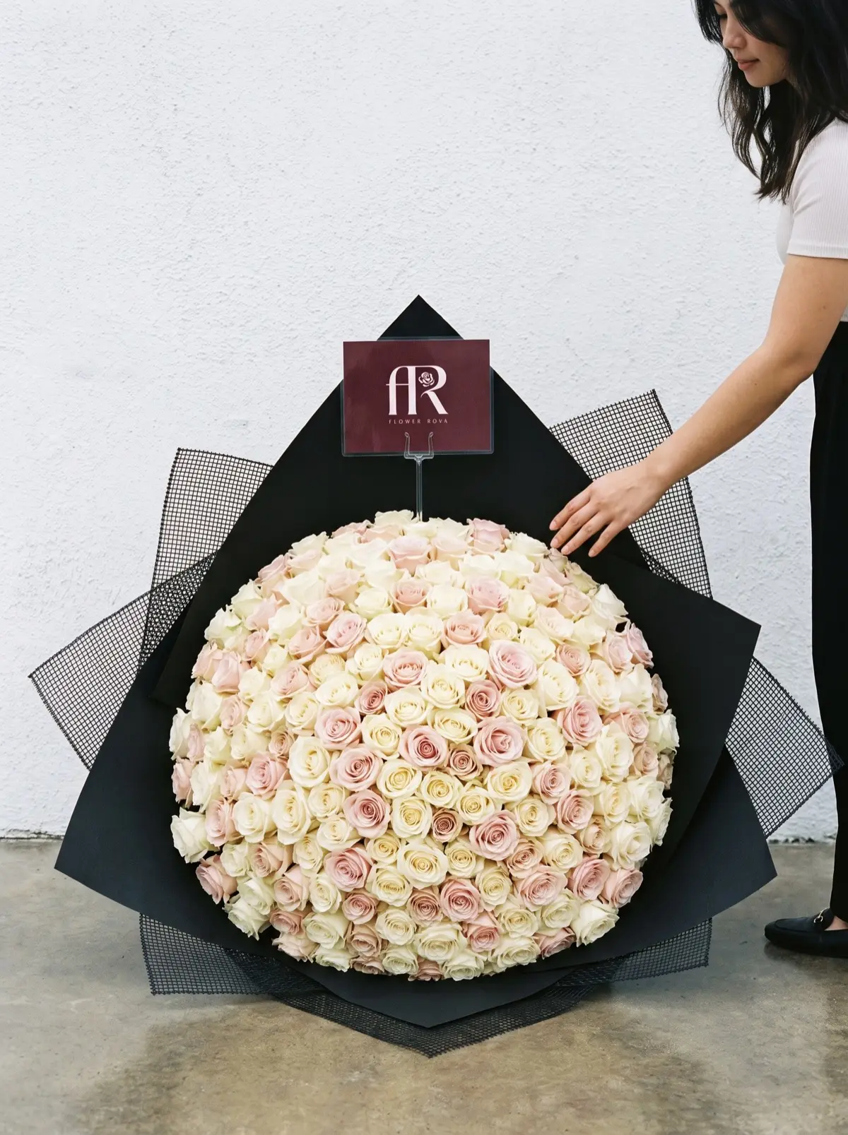 200 White + Pink Roses from FlowerRova