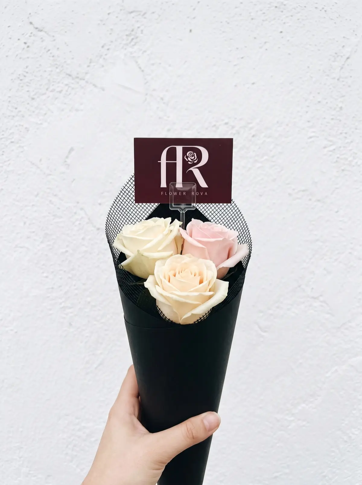 3 White + Pink Roses from FlowerRova